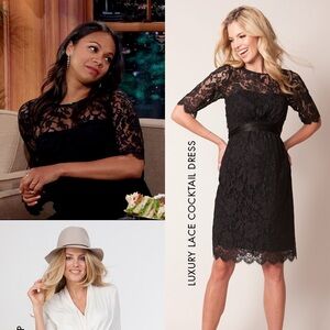 Seraphine Luxe Black Lace Maternity Dress Size 8